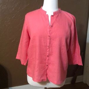 Beautiful Pink Linen Mandarin Collar